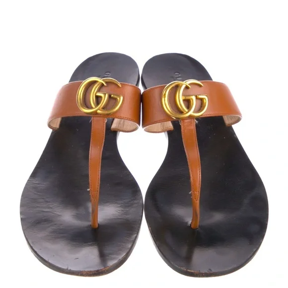 GUCCI “GG” LOGO T-STRAP SLIDE SANDALS AUTHENTIC - Picture 4 of 9